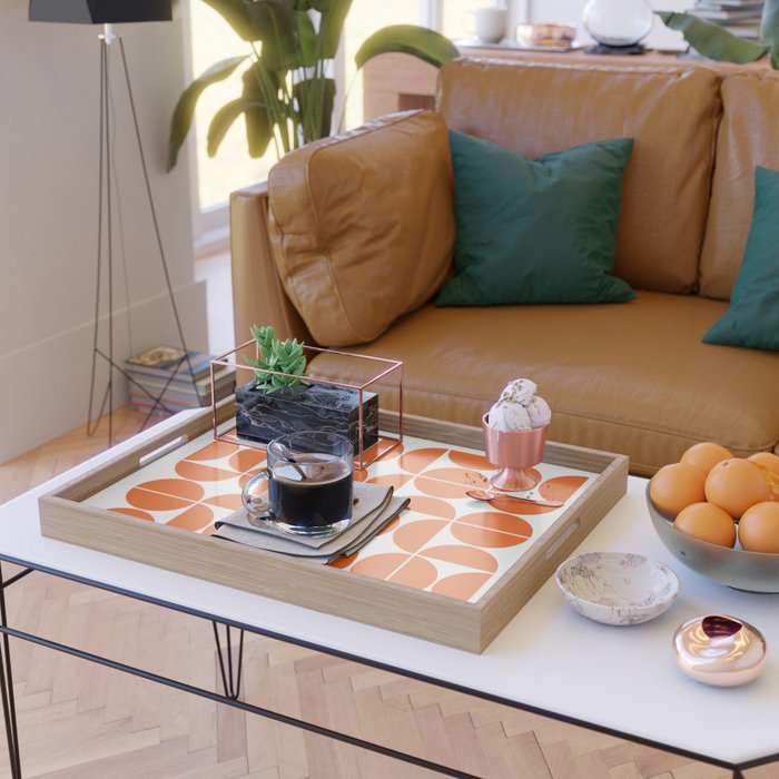 Mid Century Modern Geometric 04 Orange Serving Tray Gallery Image 2