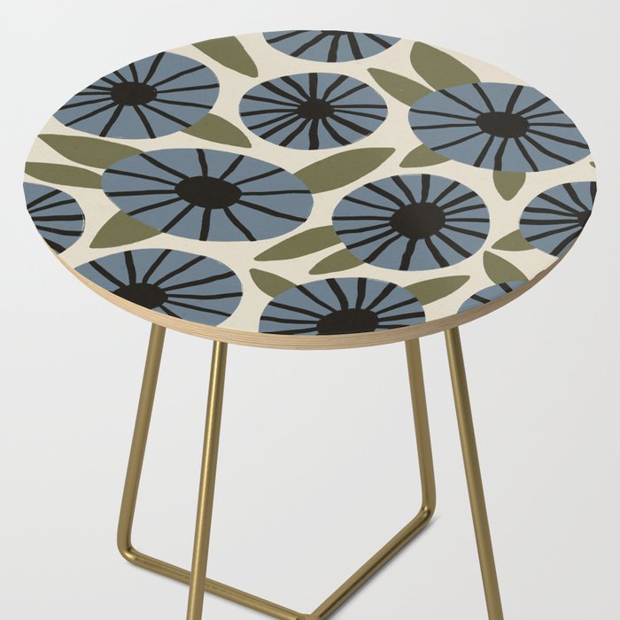 Floral Pattern / Slate Blue & Green Side Table Gallery Image 2