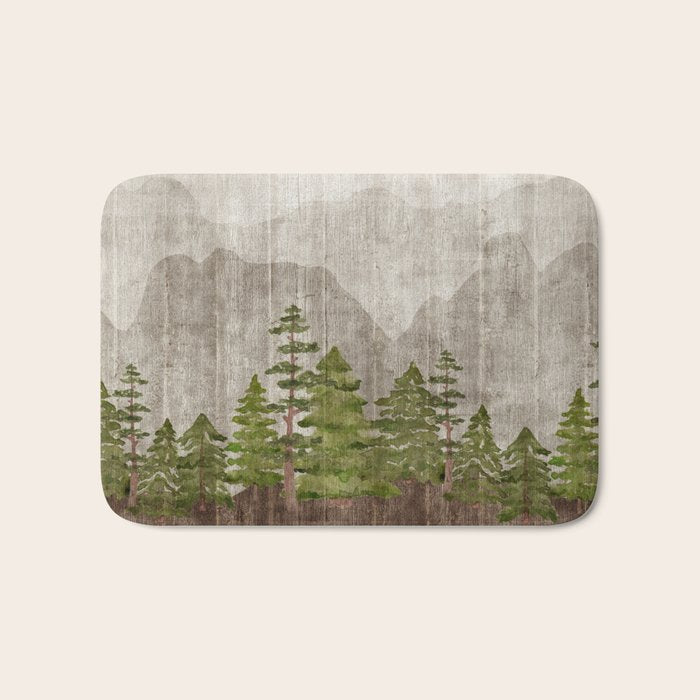 Mountain Range Woodland Forest Bath Mat Gallery Image 1