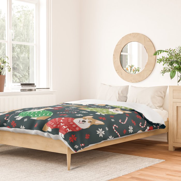 Corgi christmas sweater ugly sweater party with welsh corgis dog lovers dream christmas Duvet Cover Gallery Image 2