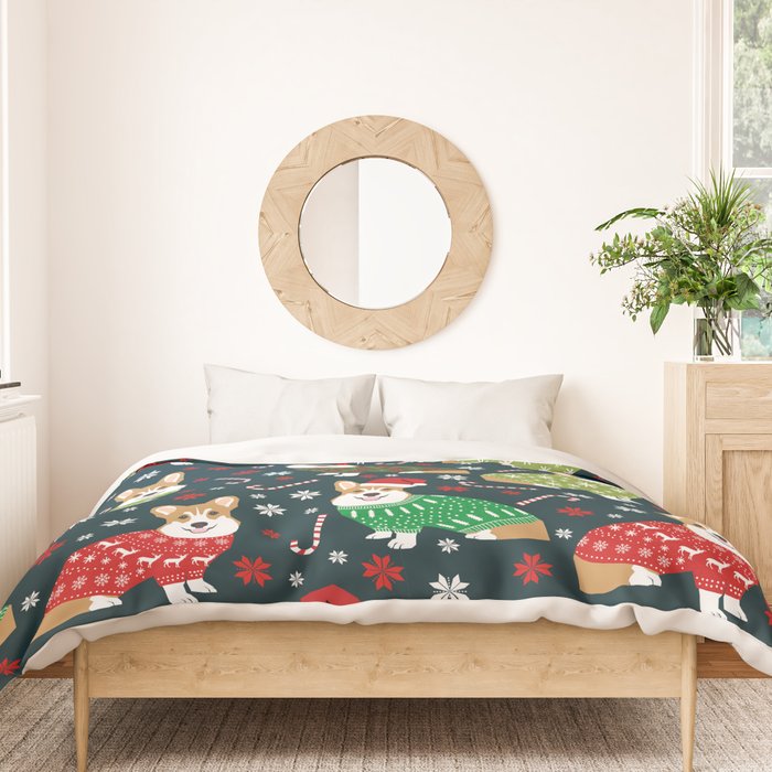 Corgi christmas sweater ugly sweater party with welsh corgis dog lovers dream christmas Duvet Cover Gallery Image 3