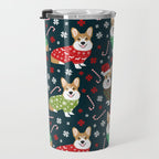 Corgi christmas sweater ugly sweater party with welsh corgis dog lovers dream christmas Travel Mug Gallery Image 3