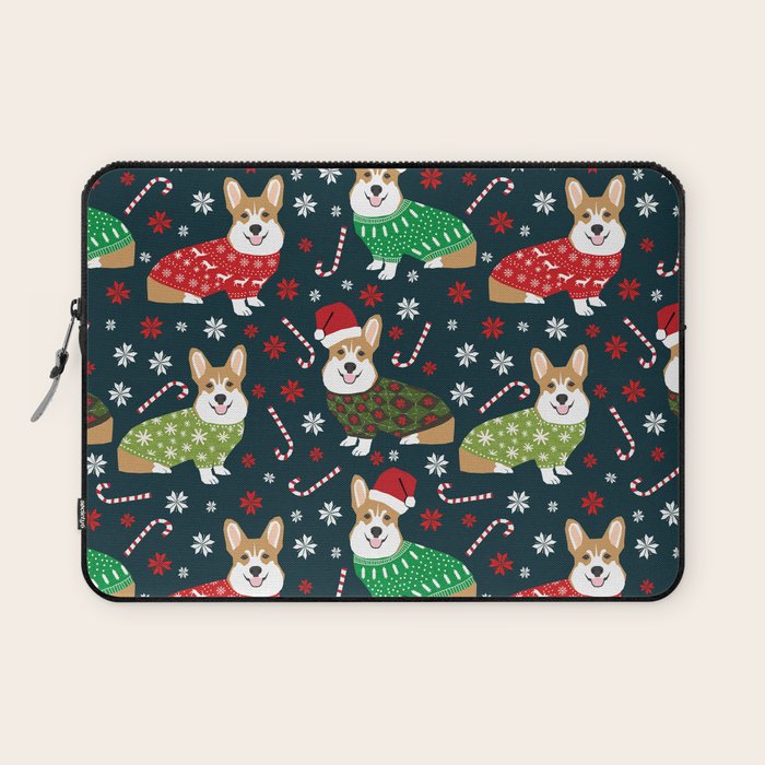 Corgi christmas sweater ugly sweater party with welsh corgis dog lovers dream christmas Laptop Sleeve Gallery Image 1