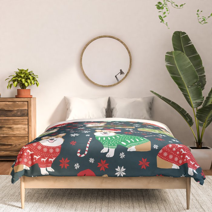 Corgi christmas sweater ugly sweater party with welsh corgis dog lovers dream christmas Comforter Gallery Image 3