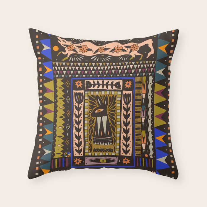 Wolf and The Rabbit Throw Pillow Gallery Image 6