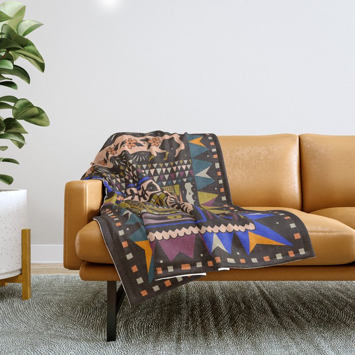 Wolf and The Rabbit Throw Blanket Gallery Image 1