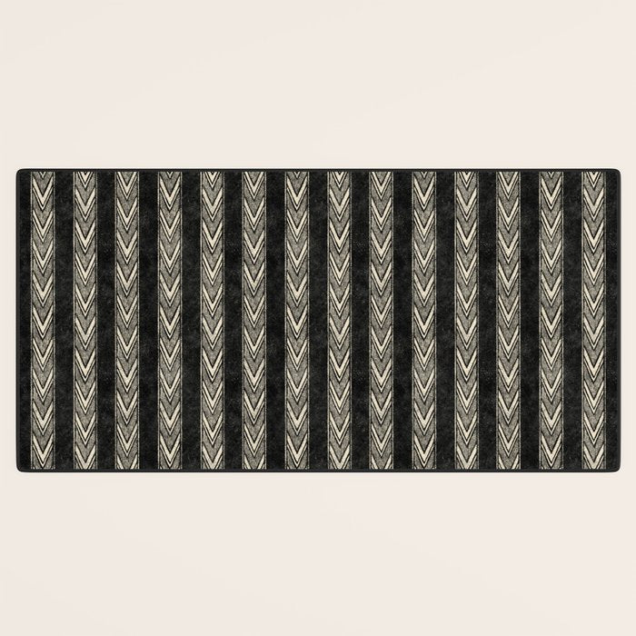 Canyon Stripe - black and cream Desk Mat Gallery Image 3