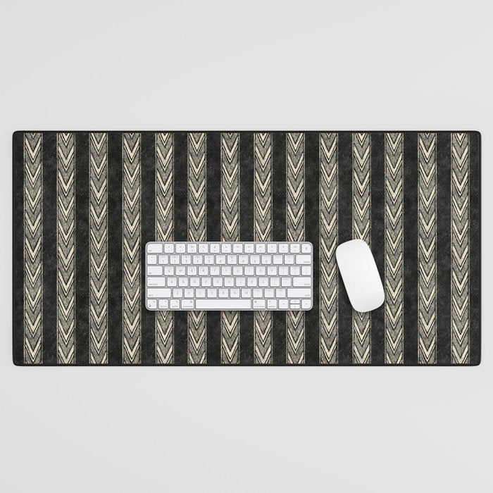 Canyon Stripe - black and cream Desk Mat Gallery Image 1