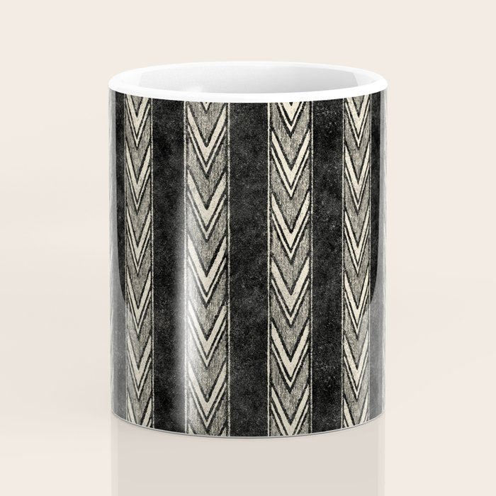 Canyon Stripe - black and cream Coffee Mug Gallery Image 4