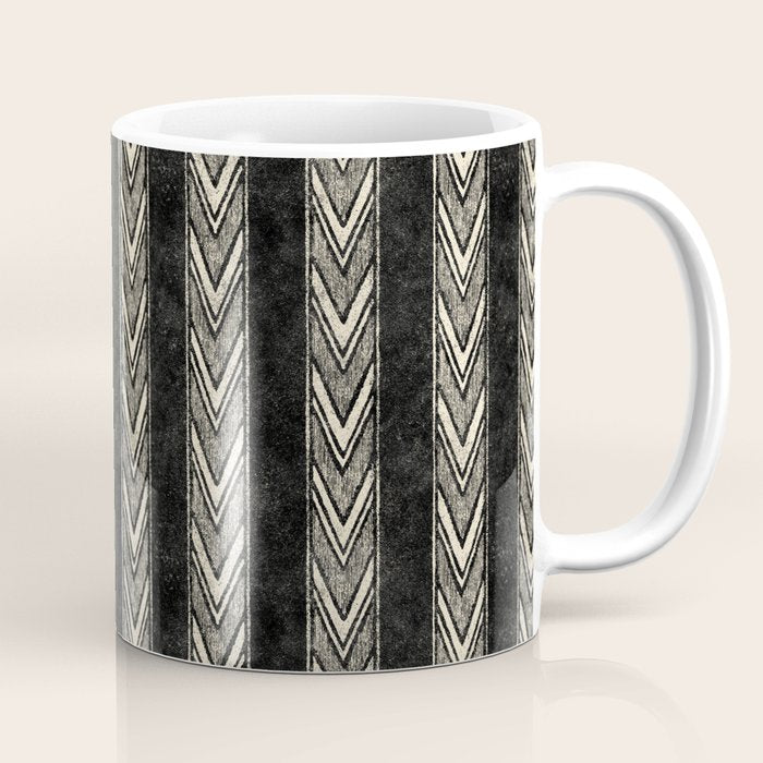 Canyon Stripe - black and cream Coffee Mug Gallery Image 1