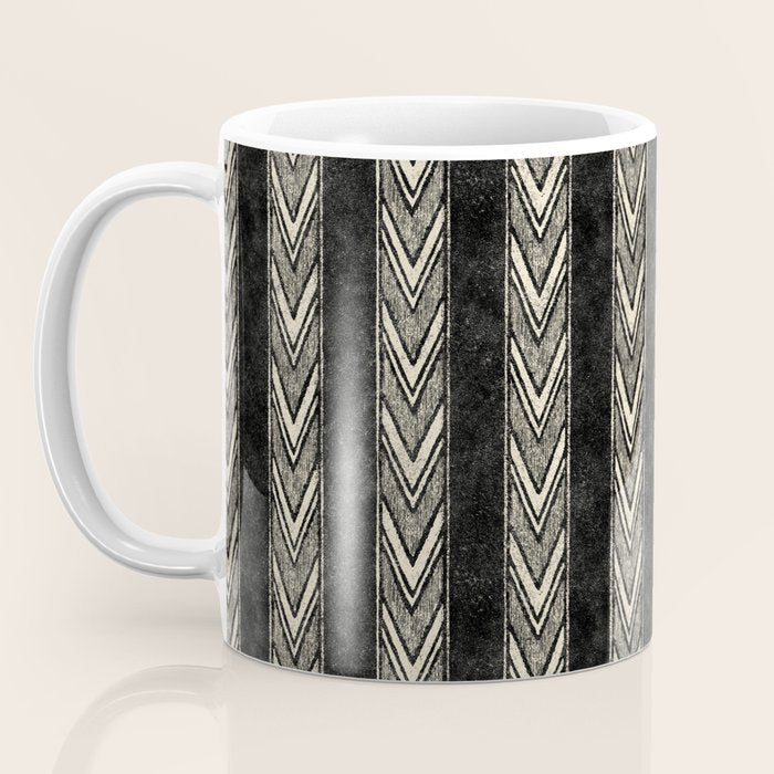 Canyon Stripe - black and cream Coffee Mug Gallery Image 3