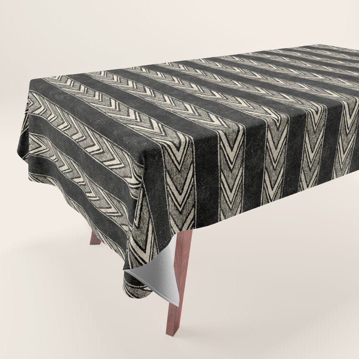 Canyon Stripe - black and cream Tablecloth Gallery Image 1