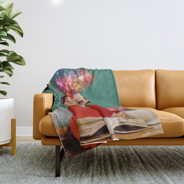 The Reader // Fireworks Throw Blanket Gallery Image 1