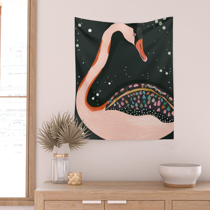 Night Swan Wall Tapestry Gallery Image 2