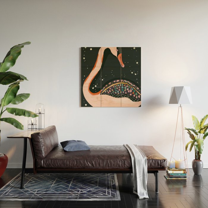 Night Swan Wood Wall Art Gallery Image 2