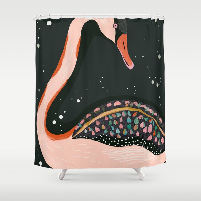 Night Swan Shower Curtain Gallery Image 1