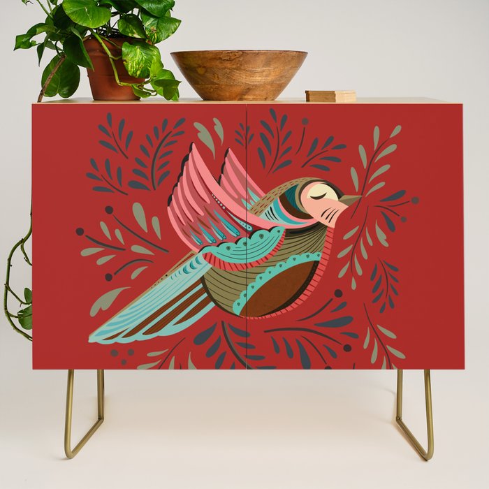 Peace Bird - Red Credenza Gallery Image 1