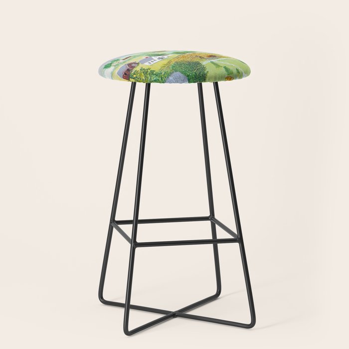 Anna Mary Robertson 'Grandma' Moses Mountains American Folk Art Stool Gallery Image 1