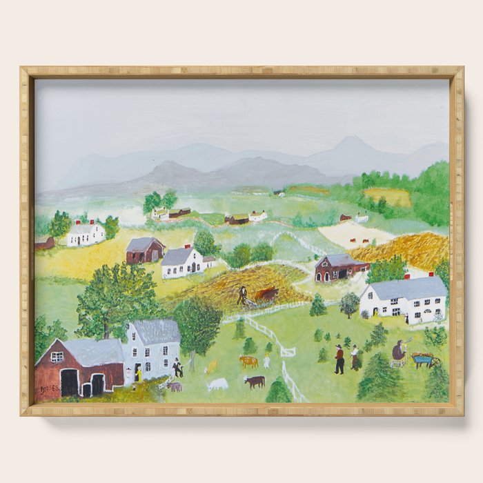 Anna Mary Robertson 'Grandma' Moses Mountains American Folk Art Serving Tray Gallery Image 1