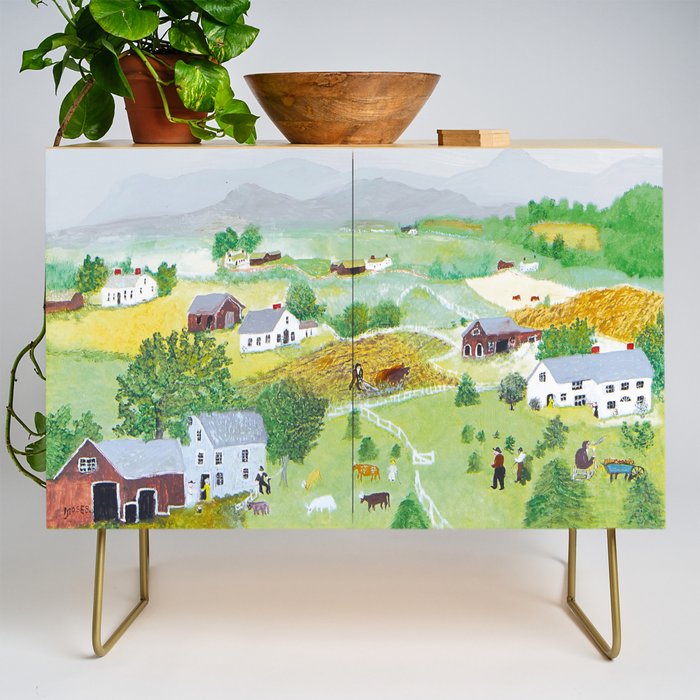 Anna Mary Robertson 'Grandma' Moses Mountains American Folk Art Credenza Gallery Image 1