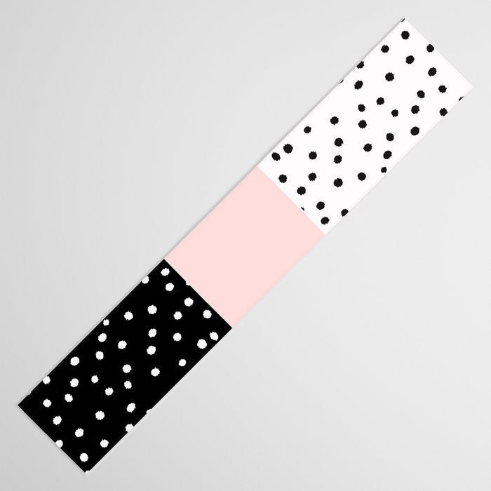 Pink white black watercolor polka dots Table Runner Gallery Image 3