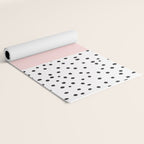 Pink white black watercolor polka dots Yoga Mat Gallery Image 2