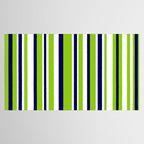 Lime Green Bright Navy Blue and White Vertical Stripes Pattern Tablecloth Gallery Image 2