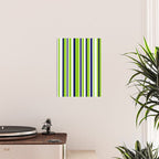 Lime Green Bright Navy Blue and White Vertical Stripes Pattern Poster Gallery Image 2