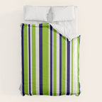 Lime Green Bright Navy Blue and White Vertical Stripes Pattern Comforter Gallery Image 6