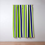 Lime Green Bright Navy Blue and White Vertical Stripes Pattern Window Curtain Gallery Image 3