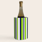 Lime Green Bright Navy Blue and White Vertical Stripes Pattern Wine Chiller Gallery Image 2