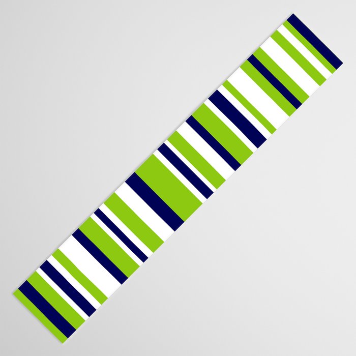 Lime Green Bright Navy Blue and White Vertical Stripes Pattern Table Runner Gallery Image 3