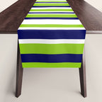 Lime Green Bright Navy Blue and White Vertical Stripes Pattern Table Runner Gallery Image 1