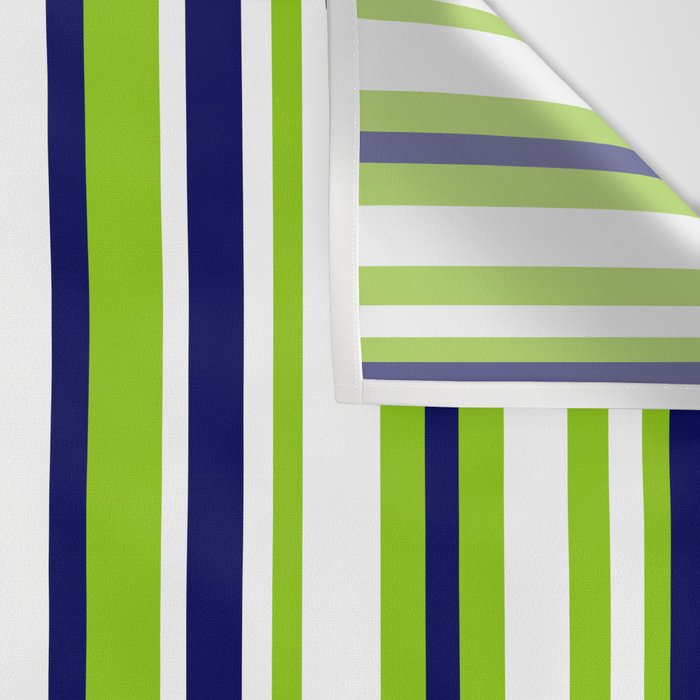 Lime Green Bright Navy Blue and White Vertical Stripes Pattern Wall Tapestry Gallery Image 3