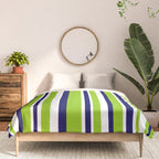 Lime Green Bright Navy Blue and White Vertical Stripes Pattern Comforter Gallery Image 3