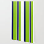 Lime Green Bright Navy Blue and White Vertical Stripes Pattern Wallpaper Gallery Image 2