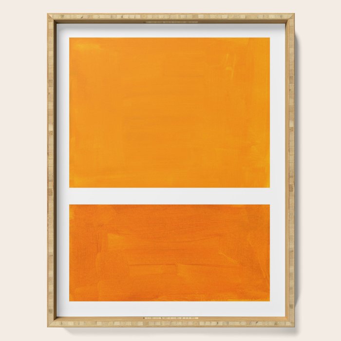 Antique Yellow  & Yellow Ochre Mid Century Modern Abstract Minimalist Rothko Color Field Squares Serving Tray Gallery Image 1