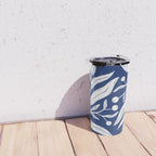 White on dark blue minimalistic modern floral art Travel Mug Gallery Image 4