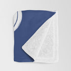 White on dark blue minimalistic modern floral art Throw Blanket Gallery Image 3