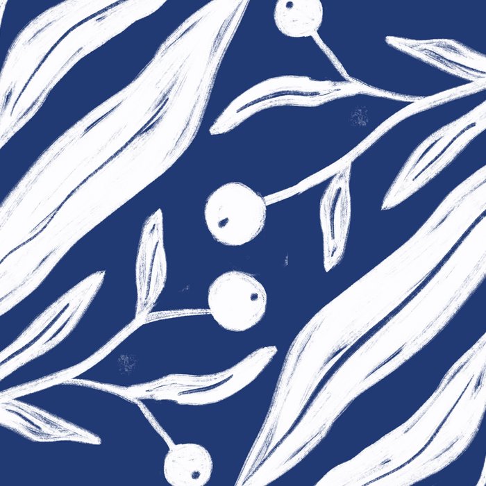 White on dark blue minimalistic modern floral art Coffee Mug Gallery Image 2