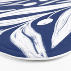White on dark blue minimalistic modern floral art Bath Mat Gallery Image 3