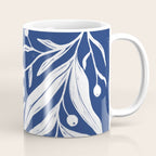 White on dark blue minimalistic modern floral art Coffee Mug Gallery Image 1