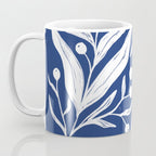 White on dark blue minimalistic modern floral art Coffee Mug Gallery Image 3