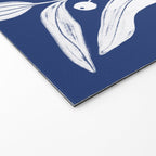White on dark blue minimalistic modern floral art Welcome Mat Gallery Image 2