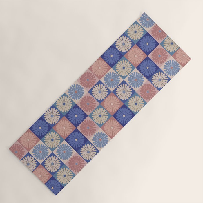 Retro Flowers Check Pattern XIII Yoga Mat Gallery Image 1