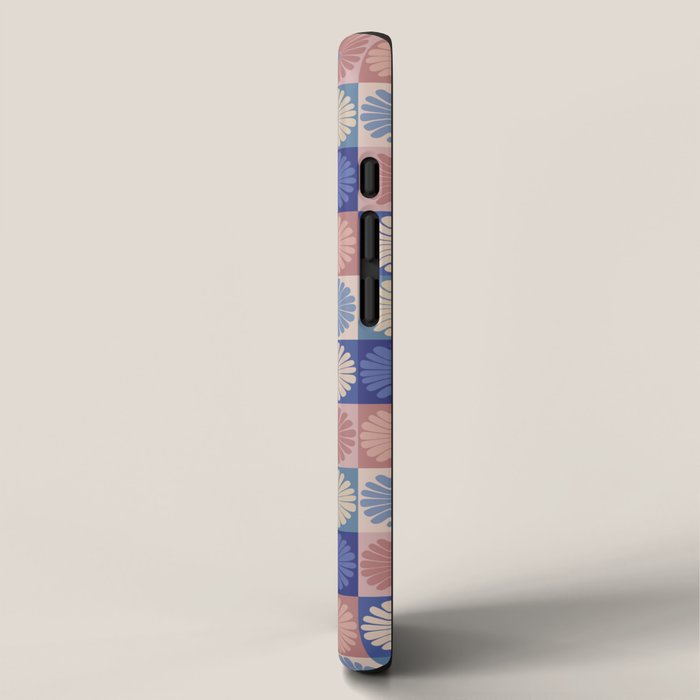 Retro Flowers Check Pattern XIII iPhone Case Gallery Image 2