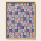 Retro Flowers Check Pattern XIII Serving Tray Gallery Image 1