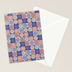 Retro Flowers Check Pattern XIII Stationery Card Gallery Image 2
