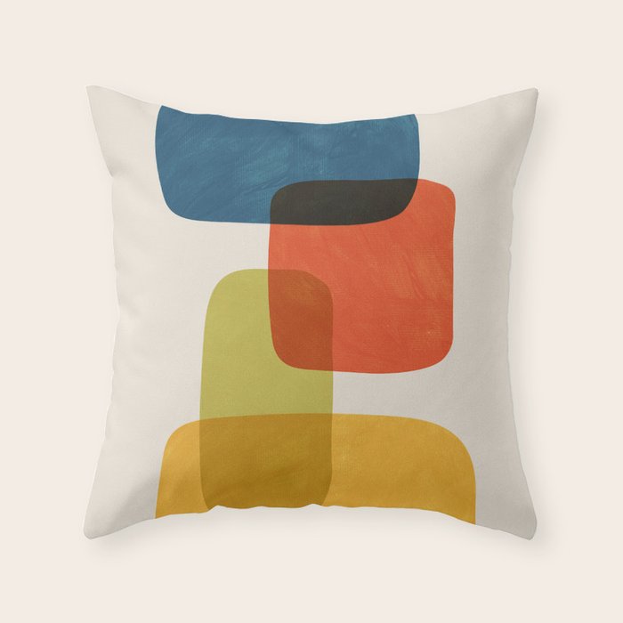 Colorful Stones Yellow Orange Blue Green Throw Pillow Gallery Image 1