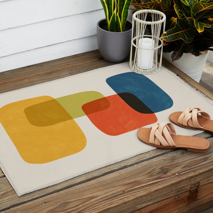 Colorful Stones Yellow Orange Blue Green Outdoor Rug Gallery Image 2